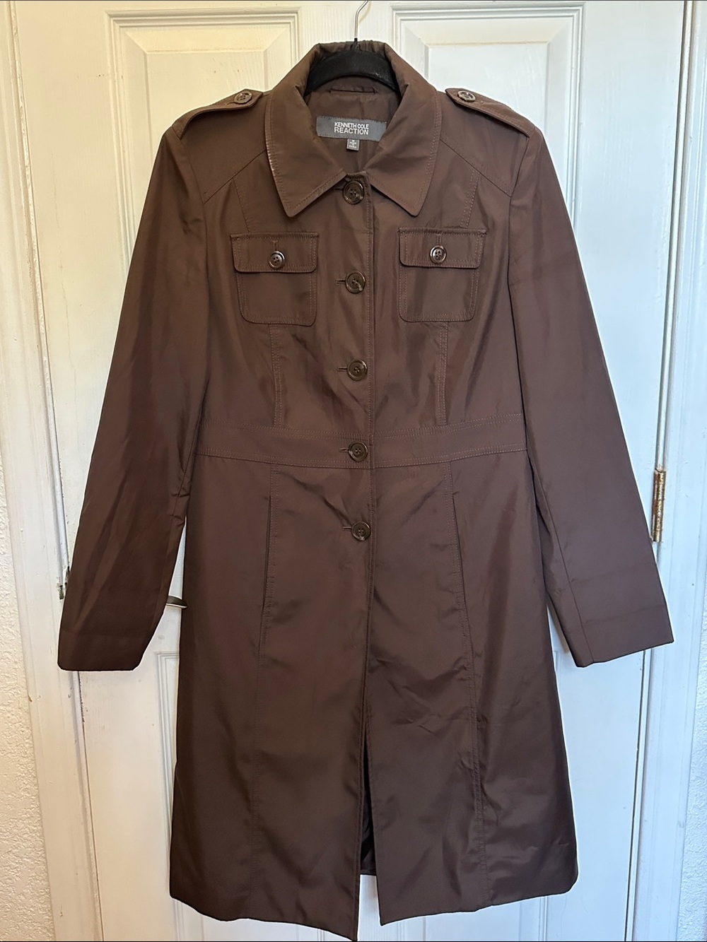 Kenneth Cole Reaction Women's Chocolate Brown Long Trench Coat